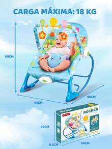 Multifunctional Baby Rocking Chair, Electric Comfort Hammock, With Adjustable Backrest And Comfortable Padded Cushion - Baby Blue - View 8