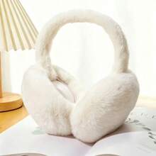 1pc Winter Warm Earmuffs, Faux Rabbit Fur Material, Warm Insulation Lining, Foldable, Windproof Foldable Ear Covers, Winter Accessories - White - View 4