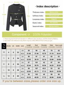 ROSIE POPHUB Blazer Wol Pendek Kerah Bulat Abu-abu Wanita Kancing Emas Diagonal Ramping Elegan Jaket Kantor untuk Musim Gugur dan Musim Dingin - Dark Grey - View 10