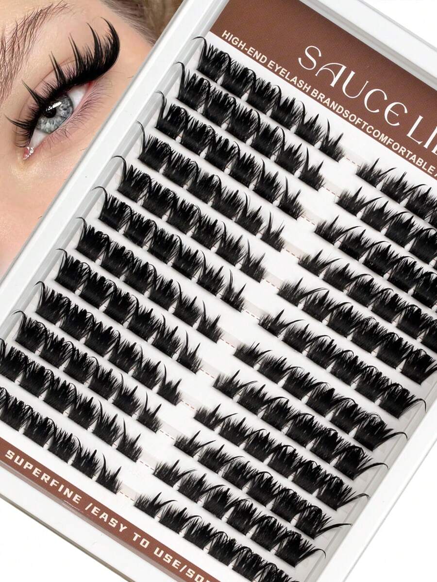 120PCS Fox Eye Eyelash Clusters Natural Volume Lashes Clusters Cat Eye Lash Extensions Wispy Cluster Eyelash Extensions Lightweight Waterproof Eyelashes Extension For Effortless Volume Salon Effect Lash - D - View 1