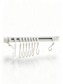No-Drill Sliding Hook Rack, Multiple Movable Hooks With Adjustable Spacing, Kitchen Wall Cabinet Door Storage Rack, Hanging Pot Spatula Soup Spoon Whisk Peeler Kitchen Utensils, Student Dorm Space-Saving Countertop Organizer, Home Cabinet Door Wall-Mounted Storage Accessory - View 1