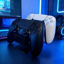 2-i-1 spelkontroll- och headsetställ, universellt skrivbordsställ för förvaring av spelkontroller, robust förvaringshållare i plast, skrivbordsorganizer för gaming, förvaringsställ för gamingutrustning - Svart - Visa 9