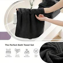 8-Piece Towel Set, 2 Bath Towels + 2 Hand Towels + 4 Face Towels, Microfiber, Soft And Comfortable, Highly Absorbent, Vacuum Packed - Brown - View 2