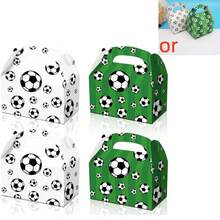 24/12pcs/Set World Cup Football Theme Gift Boxes, White & Green Football Pattern Party Gift Bags, Football Gift Boxes With Handles, Football Pattern Gift Boxes, 250g White Cardstock Handheld Gift Boxes, Suitable For Ball Sports Gifts - Multicolor - View 1