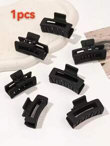 Mini Black Simple Frosted Small High Ponytail Broken Hair Small Hollow Versatile Hair Claw 7pcs - Black - View 4