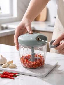 Manual Meat Grinder/Garlic Chopper (900ml/500ml) - Rotating Garlic Cutter, Suitable For Vegetables, Ginger, Fruits, Nuts And Spices; Professional Onion/Carrot Slicer/Chopper Tool; Efficient Kitchen Helper, No Electricity Required, Essential Cooking Supplies For Home. - Multiple Styles and Colors - View 2