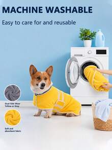 1pc Reversible Dog Absorbent Bathrobe, Plush Bathrobe, Soft And Comfortable, Quick-Drying And Adjustable, Suitable For Different Dog Breeds And Body Types, Ideal For Bathing, Swimming, Beach And Daily Care - Multicolor - View 11