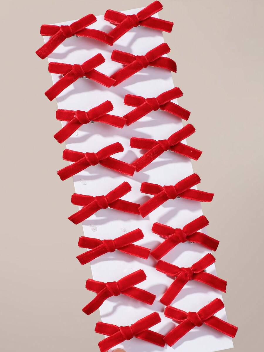 10pcs Girls Bow Hair Clips, Elegant Sweet Versatile Cute Hair Accessories, Top Clip Back Clip Side Clip Alligator Hair Clips For Daily Use - Red - View 1