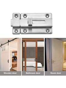 1pc Stainless Steel Door Latch, Sliding Door Lock, Surface Mounted Sliding Bolt, Suitable For All Types Of Interior Doors - Door Bolt - View 3