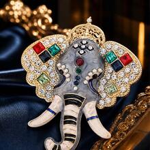 Retro Boho Elephant Brooch Colorful Rhinestone Enamel Alloy Lapel Pin, Lucky Animal Jewelry Decoration For Daily Party Gift - Multicolor - View 1