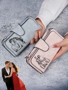 1pc/Custom Long Women's Wallet, Laser Engraved Technology, Personalized Pattern; Women's Clasp Handbag, Personalized Design; Phone Bag; Multi-Functional Multi-Pocket Zipper Card Holder - Multicolor - View 8
