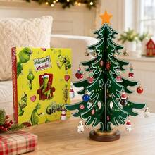 The Grinch 1box Christmas Decorative Items Diy Wooden Christmas Tree Ornaments, Educational Handcrafted Decorative Items - Multicolor - View 2