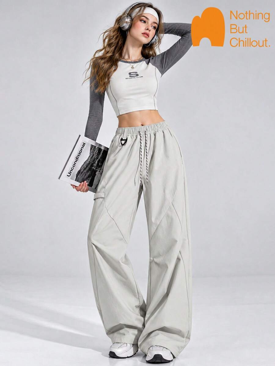 NBCT Women's Light Outdoor Relaxed Daily Commute Casual Pants, Drawstring Elastic Waist With 3D Patchwork Cut, Versatile Functional Long Pants For Camping, Travel, Hiking And Outings - Off White - View 1