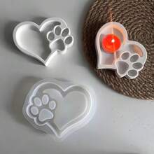 Heart-Shaped Cat Paw Storage Tray Mold, Resin Epoxy Mold, Plaster Storage Tray Mold, Aromatherapy Candle Holder Silicone Mold, Soft Tear-Resistant Silicone Material, Smooth Demolding, Suitable For Handmade DIY, Making Desktop Decor, Jewelry Storage Crafts - Multicolor - View 3