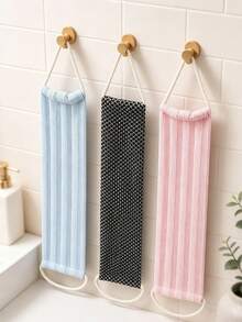 Back Scrubber Bath Strap, Long Dual Loop Exfoliating Back Washing Towel, Textured Mesh Shower Body Scrubber For Skin Cleansing, Blue Pink Bath Exfoliator Strap For Women, Daily Shower Use Bathroom Accessories Travel Essentials Shower Essentials - Multicolor - View 3