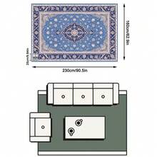 1PC Light Blue Navy Pink Floral Medallion Pattern Traditional Persian Carpet, French Vintage Elegant Style Faux Cashmere Rectangular Area Rug With Multi-Layered Serrated Center Medallion And All-Over Scattered Floral Details, Machine Washable, Suitable For Living Room Bedroom, All-Season Home Decor - Multicolor - View 15