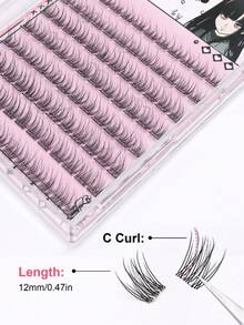 Self-Adhesive False Eyelashes - Clear Band, Natural Look, Fish-Scale Segmented False Eyelashes, C Curl Individual Clusters, Voluminous, Beginner-Friendly, Eyelash Clusters, Individual False Eyelashes, False Eyelashes - C - View 5