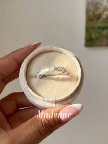 MADEONE 1pc Small Oval Stackable Ring, Women's Jewelry, Basic Single Ring, Suitable As Birthday Party Gift For Girls - Oval - View 3