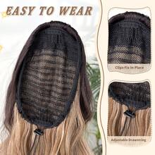 Claw Shaped Ponytail Extension Hair Accessory Black Brown Burgundy Gradient Brown Gradient Gray Multi-Color 28 Inch Deep Wave Heat-Resistant Fiber Synthetic Ponytail Wig, Suitable For Women's Christmas, Parties, And Daily Use - Black Brown - View 7