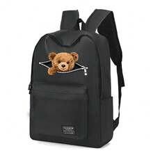 Cute Zipper Bear Print Backpack For Girls And Boys, Suitable For School And Short Trips, Ideal For Students' Daily Commute, Large Capacity Compartment Can Store Laptop And Various Learning Supplies - Backpack - View 11