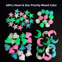 60Pcs/36Pcs Glow‑In‑The‑Dark Spoke Beads, Mixed Heart Star Ball Moon Clip‑On Wheel Decor For Bicycle - Multicolor - View 10