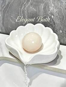 1/2pcs Nordic Style Shell Shaped Soap Dish, Multifunctional Makeup & Jewelry Storage Tray, White Desktop Decor, Non-Slip Soap Holder, Vanity Countertop Organizer, Minimalist Home Goods, Bathroom Essentials Bathroom Essentials,Room Decor,Fall Decor - Multicolor - View 3