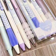 5pcs Eye-Catching Pink Retractable Ballpoint Pens, 0.5mm Black Neutral Ink Tip, Suitable For Students And Office Workers, Boxed, Back To School Essential - Sets - View 7