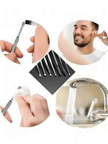 Portable Leather Earwax Removal Kit, Includes Ear Scoop And Spring-Loaded Earwax Cleaner, Travel-Size Spiral Design Ear Cleaning Tool Set, Suitable For Adults, Adult-Specific Earwax Cleaning Tool, Travel Essential - Multicolor - View 5