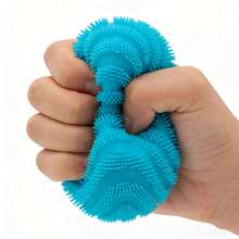 1pc Doh Fuzz Ball Wavy Textured Spiky Squeeze Toy, Soft Bumpy Stress Relief Fidget Ball, Tactile Toy For Kids, Teens And Adults, Multi-Color Handheld Game Ball, Fun Indoor Leisure Toy For Classroom And Home, Birthday, Holiday And Party Gift For Boys And Girls, Elastic Stretchable Surface, Interactive Tactile Hand Toy For Squeezing And Relieving Daily Tension - Multicolor - View 3