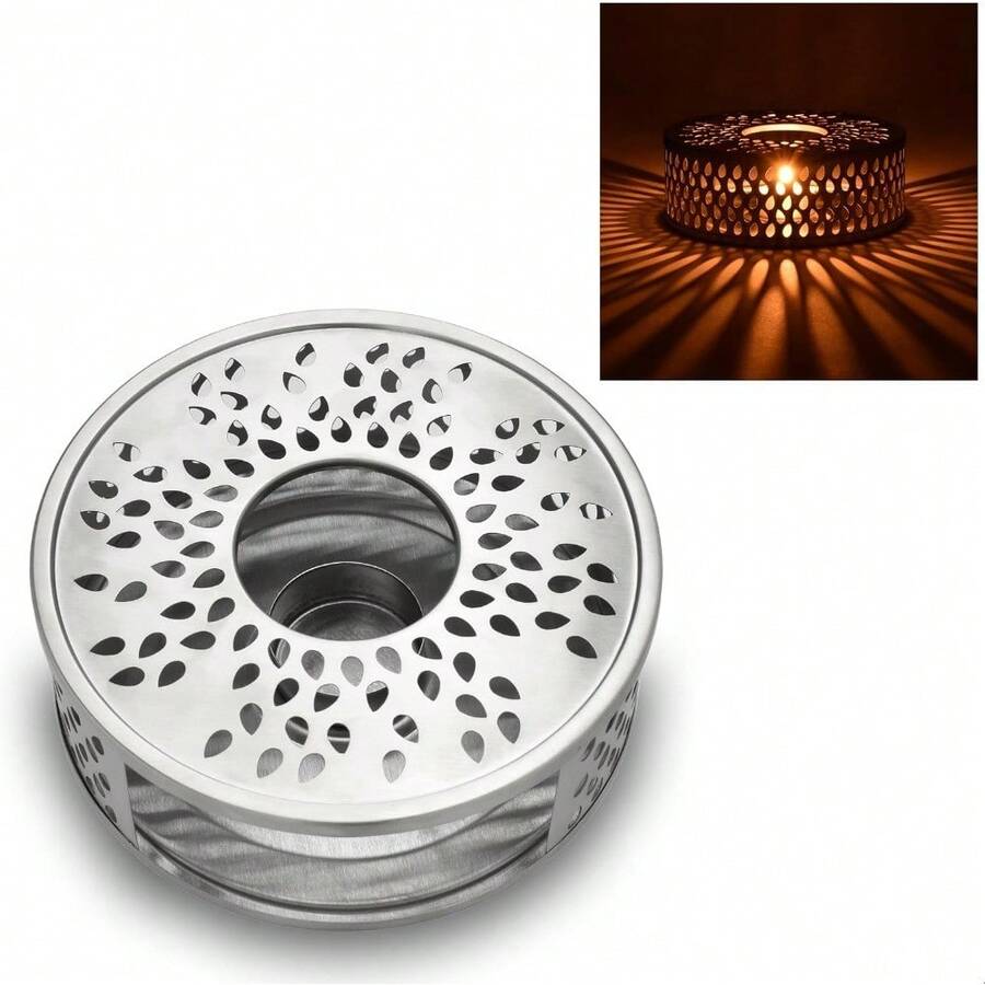 Stainless‑Steel Tea Warmer Equipped With Tealight Holder, Steady Structure With Low Vibration, Compatible With Various Styles Of Teapots For Table‑Top Beverage‑Warming Arrangements. - Silver - View 1