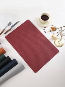 1-6 Colors Plaid Woven Texture Placemats, Luxury French Style PU Rectangular Rounded Corner Waterproof Oil-Proof Heat-Resistant Table Mats For Home Dining Room Afternoon Tea Table Decor - Multicolor - View 23