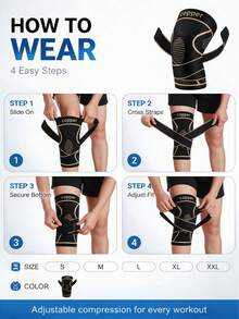 2pcs Adjustable Knee Pads 360° Pressure Knee Support, Suitable For Running, Basketball, Gym, Relieve Joint Pain - Apricot - View 5
