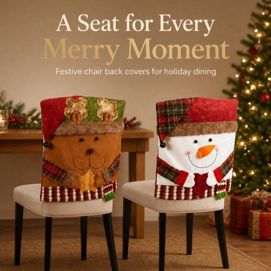 Christmas Chair Cover Christmas Decoration Chair Slipcover Decorative Ornament Home Chair Cover Stool Cover Atmospheric Holiday Decor - Multi-color - View 1