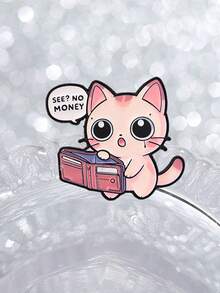 1 Pc Cute Cat Empty‑Wallet Enamel Pin, Funny Slogan Kitty Brooch, Novelty Badge For Backpack Jacket Clothes Decor Accessories - Multicolor - View 4