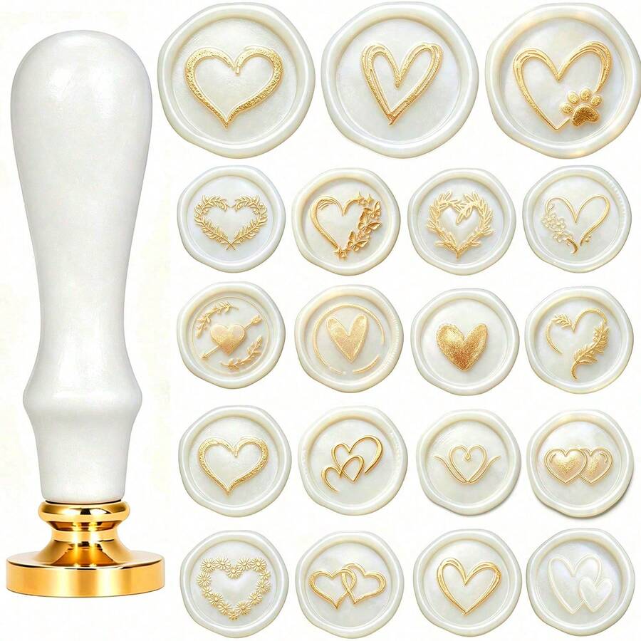 1pc Heart Series Thickened Brass Wax Seal Stamp Head (Without Handle, Handle Needs To Be Purchased Separately) - Single Piece - View 1