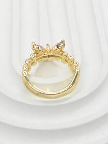 1pc Women's Cute Elegant Pink Butterfly Shaped Gold Plated Ring, Daily Commute, Date Party, Best Birthday Gift - Gold - View 7