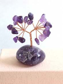 1pc Natural Crystal Tree Shaped Quartz Crystal With Copper Wire, Suitable For Bedroom Desktop Home Decor, Simulated Tree-Shaped Gemstone Ornament, Also Can Be Used As A Spiritual Gift (Natural Stone, Base Shape Varies) - Original Stone Tree - View 3