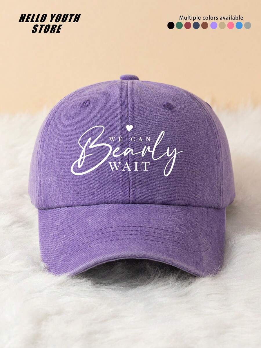 1pc We Can't Wait Slogan Graphic Baseball Cap, Lightweight & Comfortable All-Season Adjustable Multi-Function Outdoor Sports Hat, Vintage Washed Cap - Suitable For Daily Wear And Street Style Decorative Hat - A - View 1