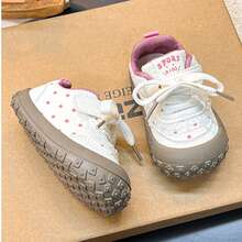 Baby Walking Shoes Spring Autumn Style Off-White Anti-Collision Toe Cap Soft Sole Non-Slip Casual Shoes Hook & Loop Easy On/Off Toddler Sports Shoes - Pink - View 6