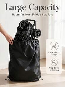 1pc Umbrella-Style Stroller Travel Bag, Portable & Durable Airplane Storage Tote, Airport Accessory, Flight Essential, Black - Black - View 2