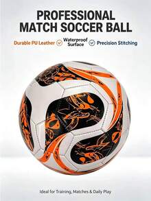 1pc Size 5 Standard Soccer Ball, Indoor & Outdoor Use, Competition Training, Gift Inflatable PU Leather Multi-Color Team Sports Football (Football Shipped Deflated) - Orange - View 10