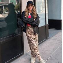 Women's Spring/Summer High Waist Leopard Print Skirt, Exotic Animal Print Skirt - Khaki - View 3
