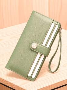 Women's Long Wallet Clutch Card Holder, Fashion Elegant PU Multi-Function Highly Attractive Handbag, Exquisite Snap Multi-Function Card Slot Zipper Coin Purse, Preppy Style Compact Metal Hardware - Multicolor - View 4
