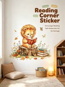 2pcs/1set - Forest Theme Healing Reading Corner Animal Wall Stickers, Suitable For Back To School Season - Multicolor - View 8