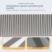 2pcs Stainless Steel Cat Flea Comb, Tear Stain Remover Flea Comb, Fine Tooth Rabbit Brush Stainless Steel Rabbit Brush Pet Comb Cat Dense Tooth Comb Dog Deshedding Brush Flea Comb Pet Comb Pet Supplies - White - View 9