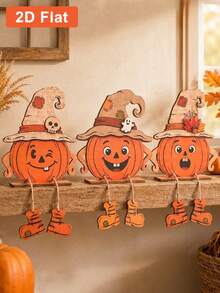 3pcs/Set 2D Autumn Pumpkin Decorative Ornaments, Halloween Tabletop Centerpiece Decor, Halloween Cabinet Decor, Halloween Party Supplies, Wall Decor, Pumpkin Design Decor, Thanksgiving Home Decor, Halloween Home Decor, Thanksgiving Gift, Autumn Decor, Autumn Gift, Pumpkin Decor - Pumpkin - View 10