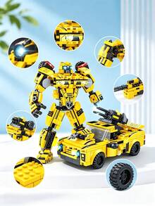 401PC/405PC Building Blocks, Transformable Robot Car 2-In-1 Model Building Toy, Ideal Independence Day/Christmas/Halloween/Thanksgiving/Birthday/Gift - Multicolor - View 4