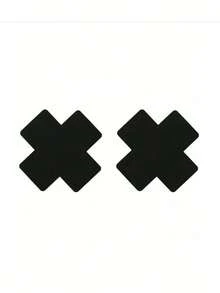 2/20 Pcs Black Cross Shaped Self-Adhesive Satin Disposable Nipple Cover Stickers For Women, Suitable For Strapless Clothes - Black - View 4