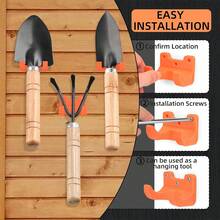 4pcs Wall Mounted Garden Tool Rack, Heavy Duty Tool Hooks With Screws, Anti-Slip Design Storage Hooks, Suitable For Shovels, Rakes, Brooms, Mops, Garage, Shed, Yard Organizer - Multicolor - View 6