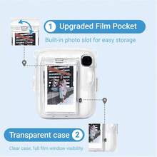 1pc Protective Camera Case Compatible With Fujifilm In Stax Mini 13, Custom Fit Instant Accessories With Cartoon Stickers, Clear Glitter PC Bag With Adjustable Shoulder Strap, Suitable As A Gift For Holidays, Professional Camera Protective Case. - View 11